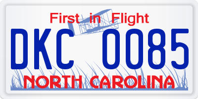 NC license plate DKC0085