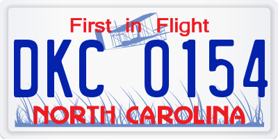 NC license plate DKC0154