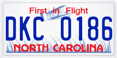 NC license plate DKC0186