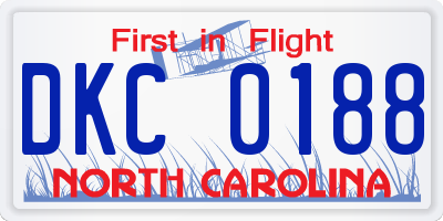 NC license plate DKC0188
