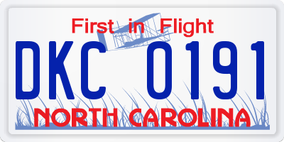 NC license plate DKC0191