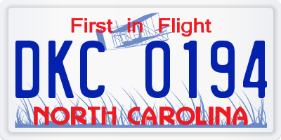 NC license plate DKC0194