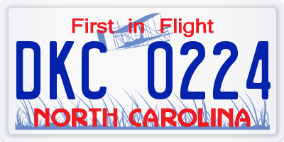 NC license plate DKC0224
