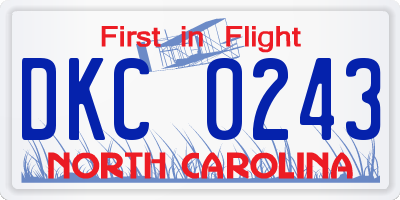 NC license plate DKC0243