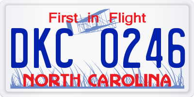 NC license plate DKC0246