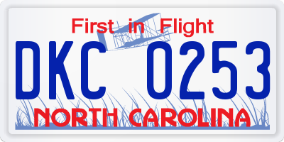 NC license plate DKC0253