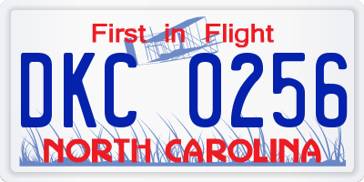 NC license plate DKC0256