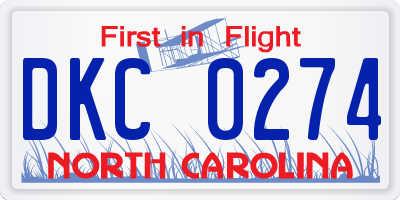 NC license plate DKC0274