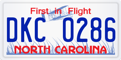 NC license plate DKC0286