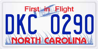 NC license plate DKC0290