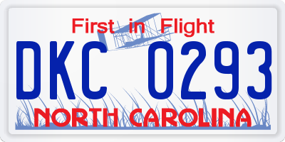 NC license plate DKC0293