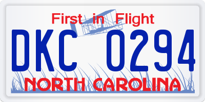 NC license plate DKC0294
