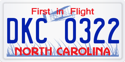 NC license plate DKC0322