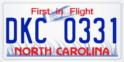 NC license plate DKC0331