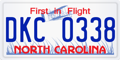 NC license plate DKC0338