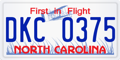 NC license plate DKC0375