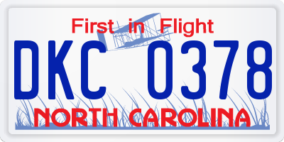 NC license plate DKC0378