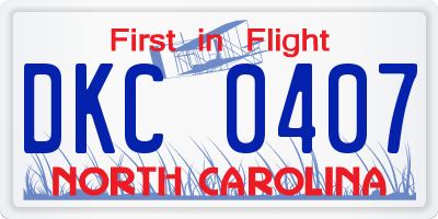 NC license plate DKC0407