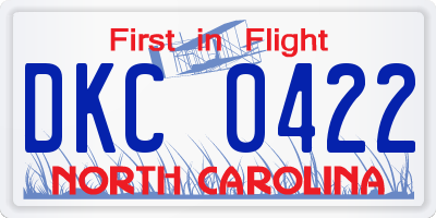 NC license plate DKC0422