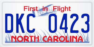 NC license plate DKC0423