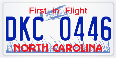 NC license plate DKC0446