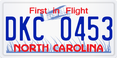 NC license plate DKC0453