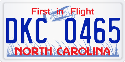 NC license plate DKC0465