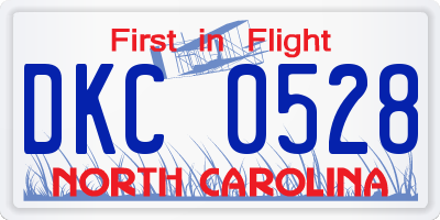 NC license plate DKC0528