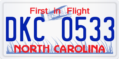 NC license plate DKC0533