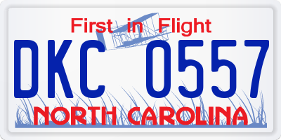 NC license plate DKC0557