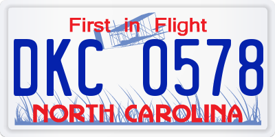 NC license plate DKC0578