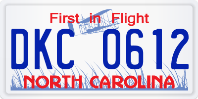 NC license plate DKC0612