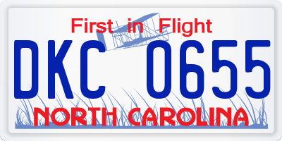 NC license plate DKC0655