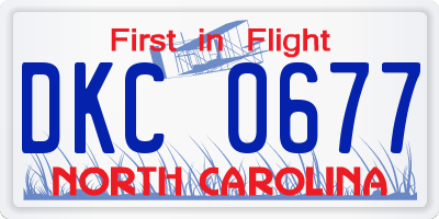 NC license plate DKC0677