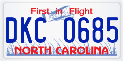 NC license plate DKC0685