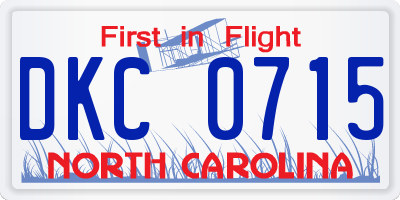 NC license plate DKC0715