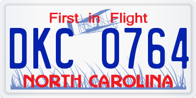 NC license plate DKC0764