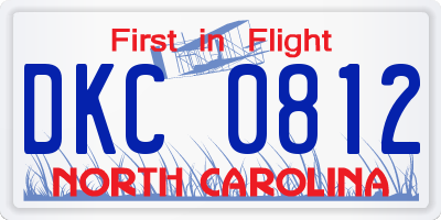 NC license plate DKC0812