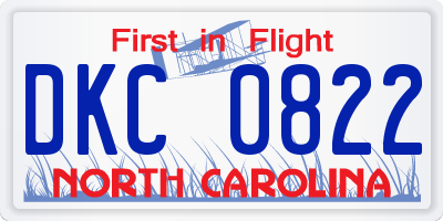 NC license plate DKC0822