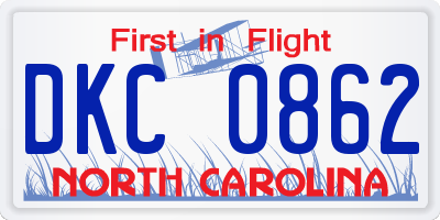 NC license plate DKC0862