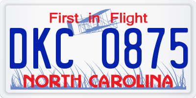 NC license plate DKC0875