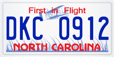 NC license plate DKC0912