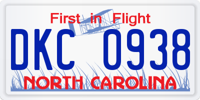 NC license plate DKC0938
