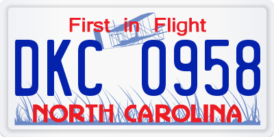 NC license plate DKC0958
