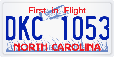NC license plate DKC1053