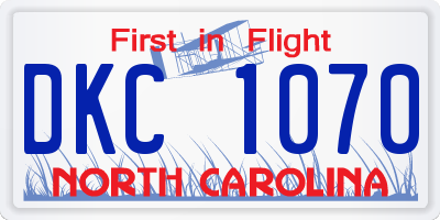 NC license plate DKC1070