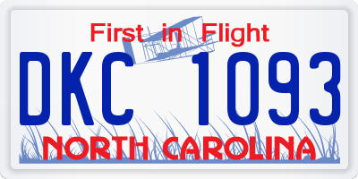 NC license plate DKC1093