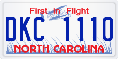 NC license plate DKC1110
