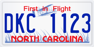 NC license plate DKC1123