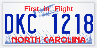 NC license plate DKC1218